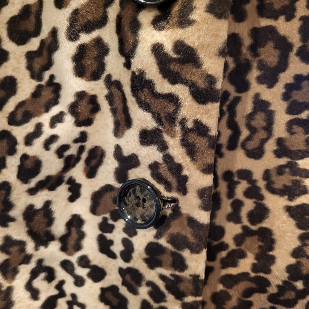 JOSEPHINE CHAUS Leopard Print Faux Fur 3 Button Jacket Size 12 - Picture 3 of 6